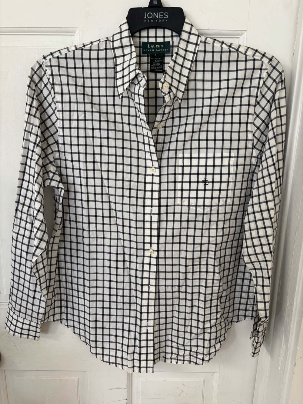 Lauren Ralph Lauren Navy & White Gingham Button-Down Shirt